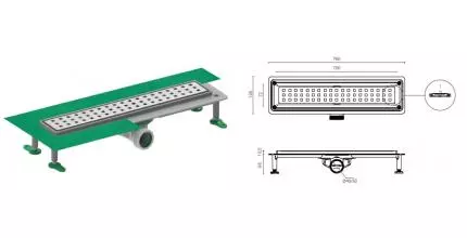 Душевой лоток «CTESI» Flow Square BK4024640 боковой выпуск хром Душевой лоток «CTESI» Flow Square BK4024640 боковой выпуск хром