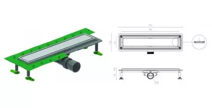 Душевой лоток «CTESI» Way Line BK4024040 боковой выпуск хром Душевой лоток «CTESI» Way Line BK4024040 боковой выпуск хром