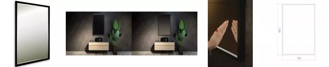 Зеркало «Art&Max» Aversa 70/120 с подсветкой чёрное матовое Зеркало «Art&Max» Aversa 70/120 с подсветкой чёрное матовое