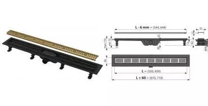 Душевой лоток «AlcaPlast» APZ10BLACK-850 Brass Simple APZ10BLACK-850BRASS боковой выпуск латунь Душевой лоток «AlcaPlast» APZ10BLACK-850 Brass Simple APZ10BLACK-850BRASS боковой выпуск латунь