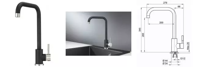 Смеситель для кухонной мойки «Granula» Standart ST-4033 чёрный Смеситель для кухонной мойки «Granula» Standart ST-4033 чёрный