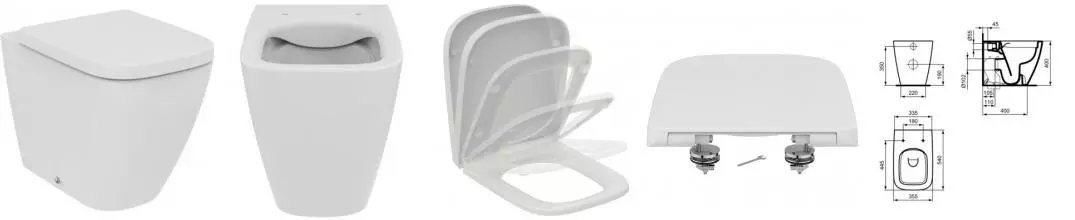 Приставной унитаз безободковый «Ideal Standard» i.life B T461601/T468301 белый с сиденьем дюропласт с микролифтом белое
