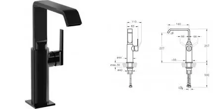 Смеситель для раковины «Vitra» Suit A4276539 чёрный Смеситель для раковины «Vitra» Suit A4276539 чёрный