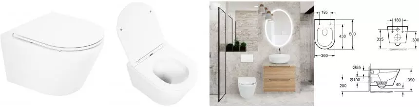Подвесной унитаз безободковый «Belbagno» Tre BB8001CHR-SC белый с сиденьем дюропласт с микролифтом белое Подвесной унитаз безободковый «Belbagno» Tre BB8001CHR-SC белый с сиденьем дюропласт с микролифтом белое