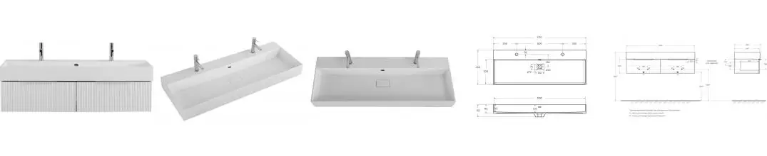 Тумба с раковиной «Cezares» Premium Plisse 120 с 2 ящиками (121/45) подвесная Bianco opaco