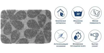 Коврик для ванной «WasserKRAFT» Diemel BM-2211 90/60 микрофибра micro chip Коврик для ванной «WasserKRAFT» Diemel BM-2211 90/60 микрофибра micro chip