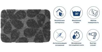 Коврик для ванной «WasserKRAFT» Diemel BM-2212 90/60 микрофибра charcoal gray Коврик для ванной «WasserKRAFT» Diemel BM-2212 90/60 микрофибра charcoal gray