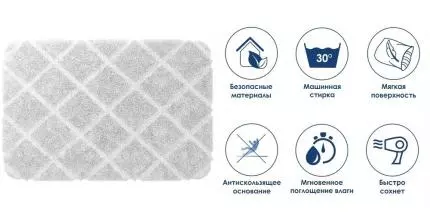 Коврик для ванной «WasserKRAFT» Lippe BM-6518 90/60 микрофибра white Коврик для ванной «WasserKRAFT» Lippe BM-6518 90/60 микрофибра white