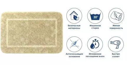 Коврик для ванной «WasserKRAFT» Lopau BM-6013 90/60 микрофибра ecru