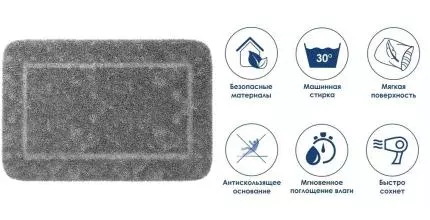 Коврик для ванной «WasserKRAFT» Lopau BM-6011 90/60 микрофибра micro chip