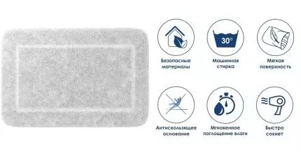 Коврик для ванной «WasserKRAFT» Lopau BM-6018 90/60 микрофибра white Коврик для ванной «WasserKRAFT» Lopau BM-6018 90/60 микрофибра white