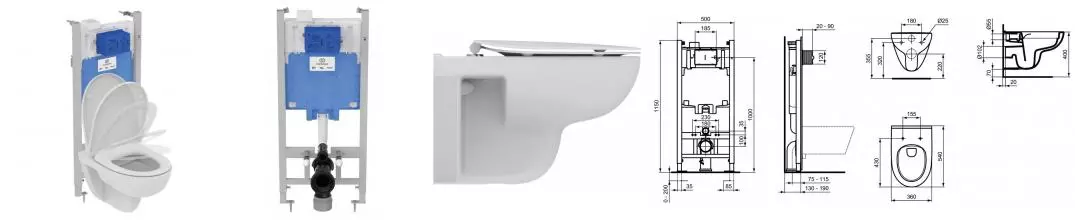 Комплект инсталляция с унитазом и крышкой «Ideal Standard» I.life A RI471602 безободковый белый Комплект инсталляция с унитазом и крышкой «Ideal Standard» I.life A RI471602 безободковый белый