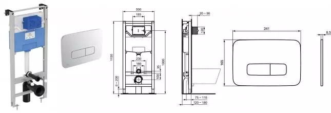 Инсталляция для унитаза с кнопкой «Ideal Standard» Prosys Frame R0308AA (кнопка хром)