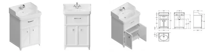 Тумба с раковиной «Kerama Marazzi» Pompei New 60 с 1 ящиком (Pompei 60) белая глянцевая