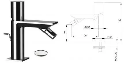 Смеситель для биде «Remer» Edge EG520 с донным клапаном хром Смеситель для биде «Remer» Edge EG520 с донным клапаном хром