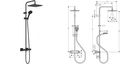 Душевая система «Hansgrohe» Vernis Shape 26429670 с термостатом чёрная матовая