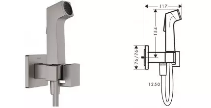 Гигиенический гарнитур «Hansgrohe» Bidette 29233340 шлифованный чёрный хром