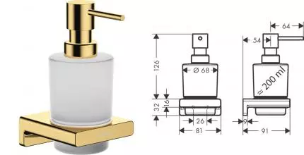 Дозатор для мыла «Hansgrohe» AddStoris 41745990 на стену полированное золото