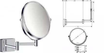 Косметическое зеркало «Hansgrohe» AddStoris 41791000 на стену хром