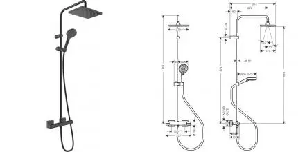 Душевая система «Hansgrohe» Vernis Shape 26097670 с термостатом чёрная матовая