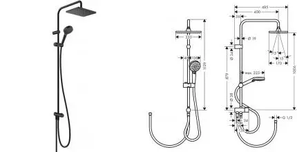 Душевая стойка «Hansgrohe» Vernis Shape 26282670 чёрная матовая