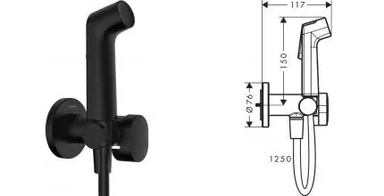 Гигиенический гарнитур «Hansgrohe» Bidette 29232670 чёрный матовый