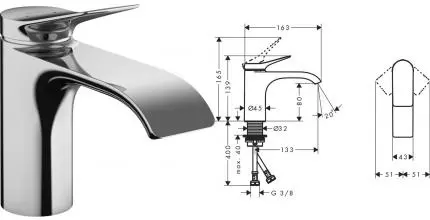 Смеситель для раковины «Hansgrohe» Vivenis 75012000 хром