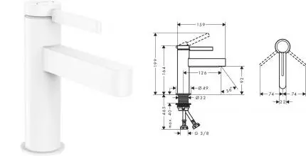 Смеситель для раковины «Hansgrohe» Finoris 76010700 с донным клапаном белый матовый Смеситель для раковины «Hansgrohe» Finoris 76010700 с донным клапаном белый матовый