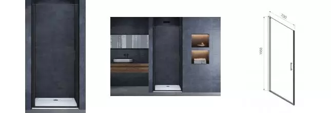 Душевая дверь «Vincea» Alpha VDP-3AL700CLB 70/195 прозрачная/чёрная Душевая дверь «Vincea» Alpha VDP-3AL700CLB 70/195 прозрачная/чёрная