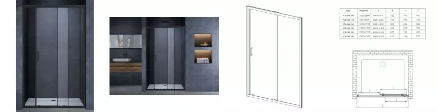 Душевая дверь «Vincea» Alpha VDS-3AL120CLB 120/190 прозрачная/чёрная Душевая дверь «Vincea» Alpha VDS-3AL120CLB 120/190 прозрачная/чёрная