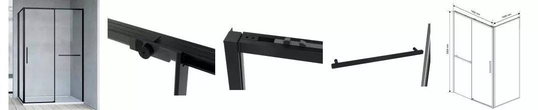 Душевой угол-ограждение «Vincea» Slim Soft 140/100 прозрачный/чёрный прямоугольный без поддона универсальный