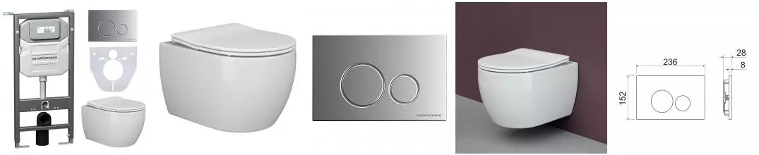 Комплект инсталляция с унитазом, крышкой и кнопкой смыва «Ceramica Nova» Play CN3001_1001M_1000 безободковый белый Комплект инсталляция с унитазом, крышкой и кнопкой смыва «Ceramica Nova» Play CN3001_1001M_1000 безободковый белый