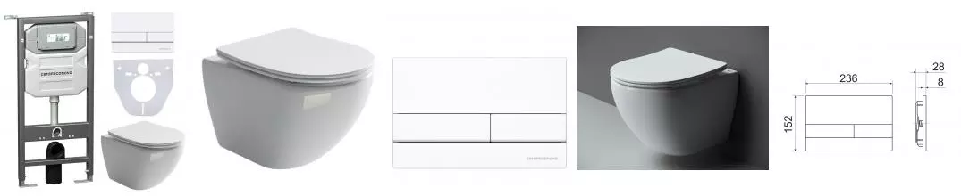Комплект инсталляция с унитазом, крышкой и кнопкой смыва «Ceramica Nova» Metropol CN4002_1002W_1000 безободковый белый Комплект инсталляция с унитазом, крышкой и кнопкой смыва «Ceramica Nova» Metropol CN4002_1002W_1000 безободковый белый