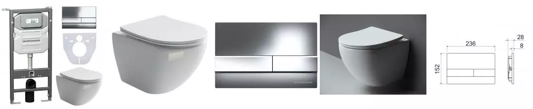 Комплект инсталляция с унитазом, крышкой и кнопкой смыва «Ceramica Nova» Metropol CN4002_1002CH_1000 безободковый белый Комплект инсталляция с унитазом, крышкой и кнопкой смыва «Ceramica Nova» Metropol CN4002_1002CH_1000 безободковый белый