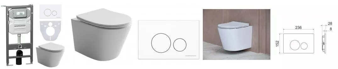Комплект инсталляция с унитазом, крышкой и кнопкой смыва «Ceramica Nova» Balearica CN6000_1001W_1000 безободковый белый