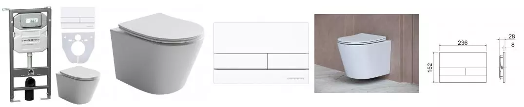 Комплект инсталляция с унитазом, крышкой и кнопкой смыва «Ceramica Nova» Balearica CN6000_1002W_1000 безободковый белый Комплект инсталляция с унитазом, крышкой и кнопкой смыва «Ceramica Nova» Balearica CN6000_1002W_1000 безободковый белый