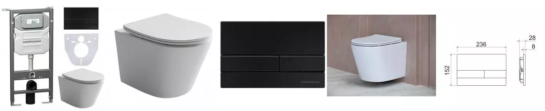 Комплект инсталляция с унитазом, крышкой и кнопкой смыва «Ceramica Nova» Balearica CN6000_1002B_1000 безободковый белый Комплект инсталляция с унитазом, крышкой и кнопкой смыва «Ceramica Nova» Balearica CN6000_1002B_1000 безободковый белый