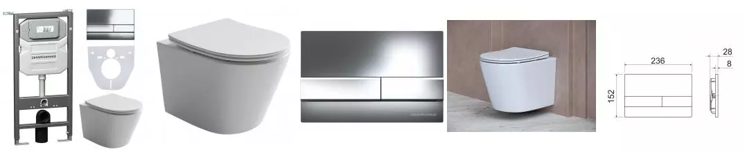 Комплект инсталляция с унитазом, крышкой и кнопкой смыва «Ceramica Nova» Balearica CN6000_1002CH_1000 безободковый белый Комплект инсталляция с унитазом, крышкой и кнопкой смыва «Ceramica Nova» Balearica CN6000_1002CH_1000 безободковый белый