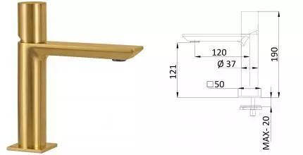 Смеситель для раковины «Remer» Edge EG512BG брашированное золото Смеситель для раковины «Remer» Edge EG512BG брашированное золото