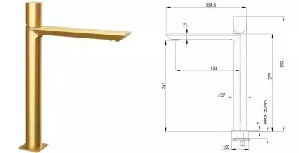 Смеситель для раковины «Remer» Edge EG512LXLBG брашированное золото Смеситель для раковины «Remer» Edge EG512LXLBG брашированное золото