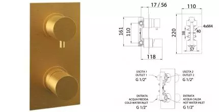Смеситель для душа «Remer» Edge EG592BG брашированное золото Смеситель для душа «Remer» Edge EG592BG брашированное золото