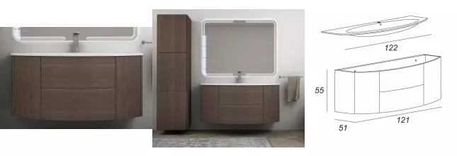 Тумба с раковиной «Cezares» Eden 120 (Eden 120/52) подвесная Rovere scuro Soft Тумба с раковиной «Cezares» Eden 120 (Eden 120/52) подвесная Rovere scuro Soft