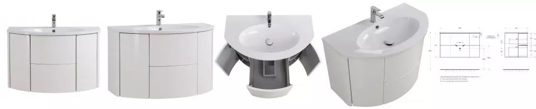 Тумба с раковиной «Cezares» Eden 90 (Eden 92/51) подвесная Bianco lucido