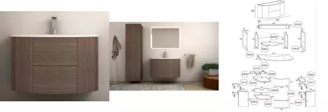 Тумба с раковиной «Cezares» Eden 90 (Eden 92/52) подвесная Rovere scuro Soft