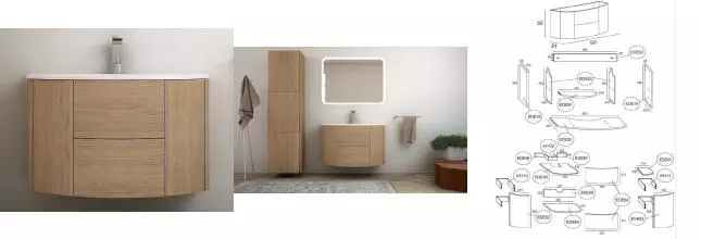 Тумба с раковиной «Cezares» Eden 90 (Eden 92/52) подвесная Rovere Tabacco
