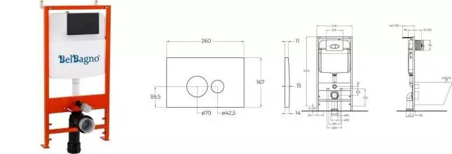 Инсталляция для унитаза с кнопкой «Belbagno» BB026/BB084NERO