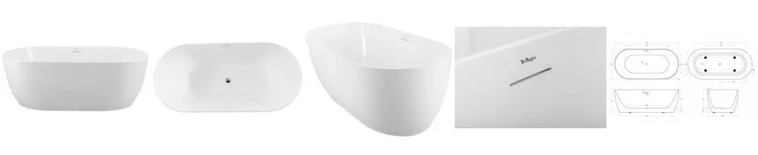 Ванна акриловая «Belbagno» BB413 170/80 с сифоном белая матовая Ванна акриловая «Belbagno» BB413 170/80 с сифоном белая матовая