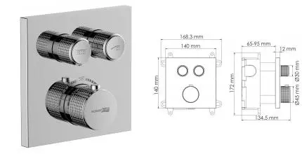 Смеситель для душа «WasserKRAFT» Dinkel 5848 Thermo с термостатом хром