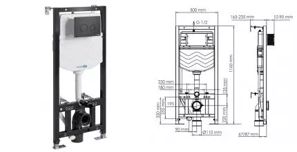 Инсталляция для унитаза с кнопкой «WasserKRAFT» Aller 10TLT.010.ME.MB01