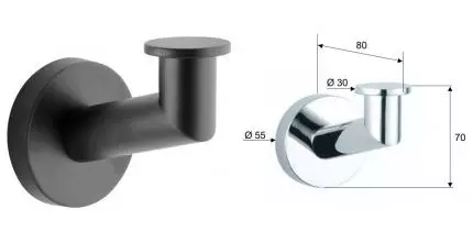 Крючок «Remer» Guest GS50CFP на стену шлифованный чёрный хром